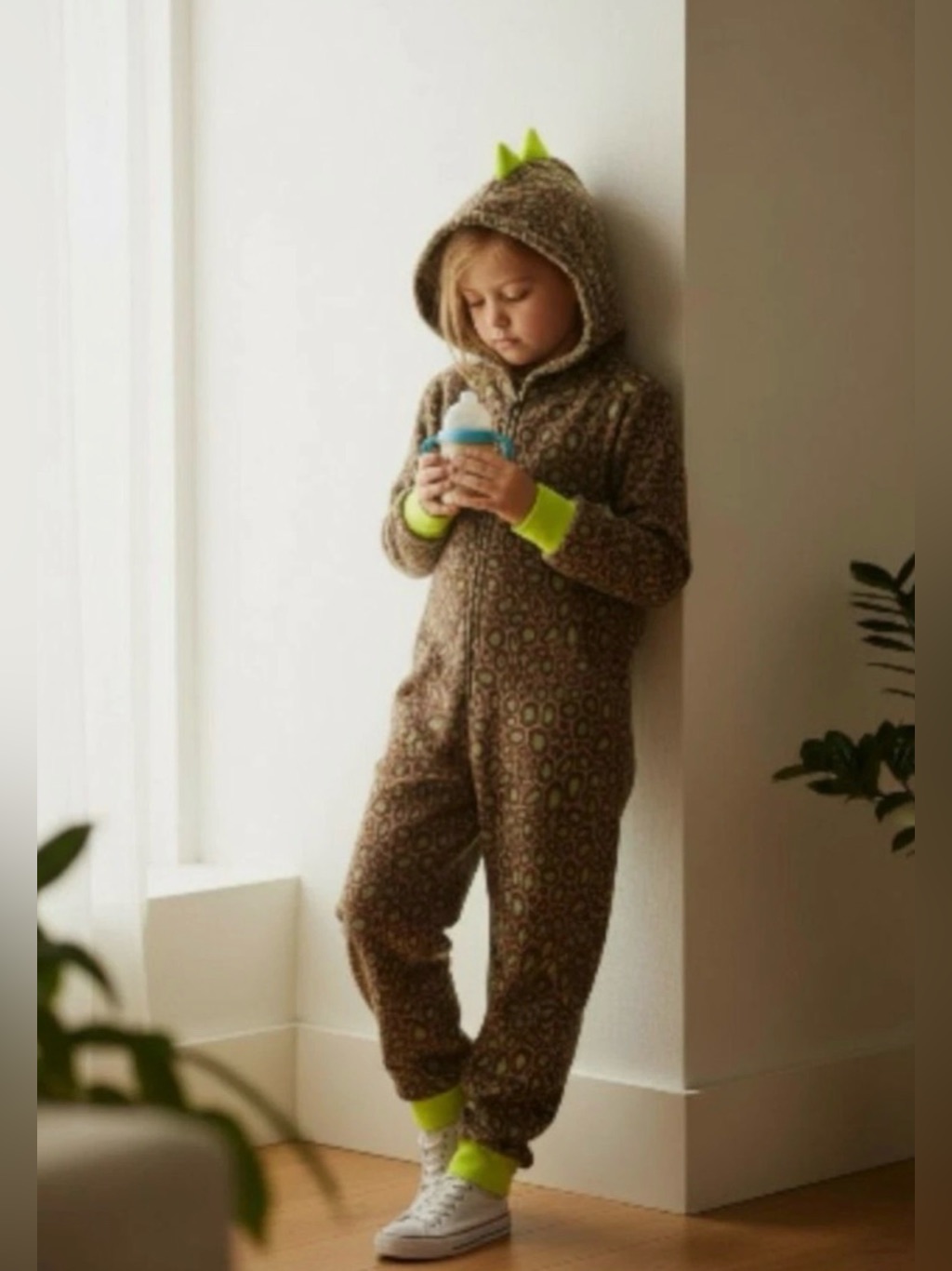 Set Of 2 Cat & Jack Kids Dino Hooded One-Piece Union Suit Pajamas Size 10/12 — image 4 of 8
